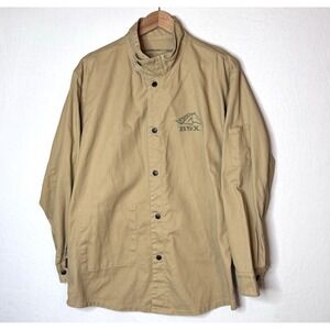 Black Stallion Welding Jacket Mens M Khaki Tan Cotton Pocket Flame Stand Collar